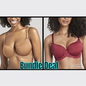 PANACHE CARI RASPBERRY & CARAMEL SEAMLESS T SHIRT BRA 7961 BUNDLE DEAL